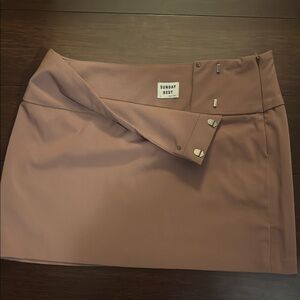 Sunday Best Brown Tan Wrap Mini Skirt for Work